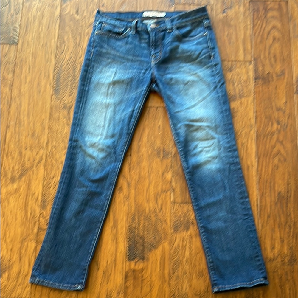 J Brand Blue Straight Jeans with Vintage-Inspired Wash